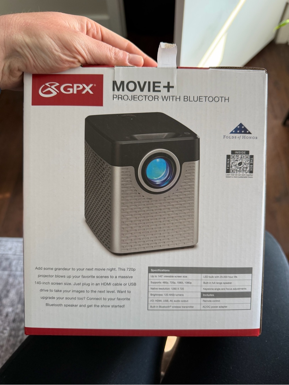GPX Movie+ Portable Projector in Silver and Black - brand new